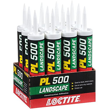 Loctite PL 500 Landscape Block and Paver VOC Construction Adhesive, Tan, 10 fl oz Cartridge, 1 Pack - size: Single, style: 10 Ounce Cartridge