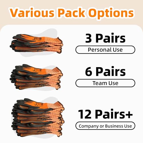 Schwer 12 Pairs Safety Work Gloves MicroFoam Nitrile Coated, Certified Level 6 Abrasion & A1 Cut Resistant Working Gloves with MicroDot Grip, Touchscreen, Used for General Work, Gardening, LT5619, XL - size: X-Large, style: 12 Pairs