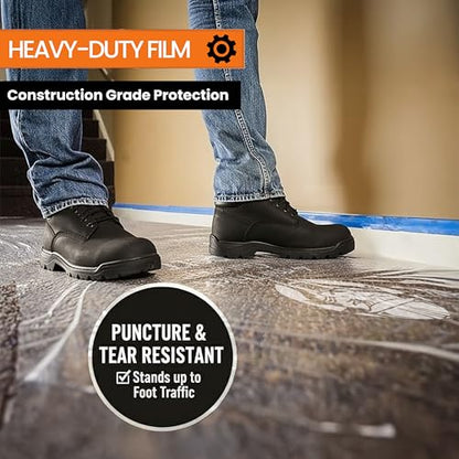 CarpetTect Floor Protection 24" x 200' | Heavy-Duty 4Mil Carpet Protection Film with Strong Adhesive | Plastic Carpet Protector & Surface Shield for Construction, Pets & Hardwood Floors