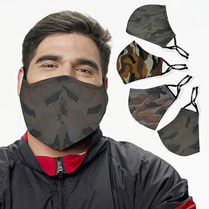 Face Mask from Large to 2XL(X-Large), with nose wire, adjustable loop, breathable (X-Large, Camo (4-Pack)) - color: Camo (4-pack), size: 1 Count (Pack of 4)