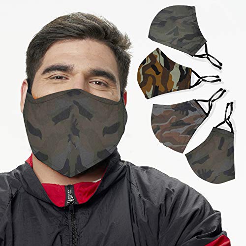 Face Mask from Large to 2XL(X-Large), with nose wire, adjustable loop, breathable (X-Large, Camo (4-Pack)) - color: Camo (4-pack), size: 1 Count (Pack of 4)