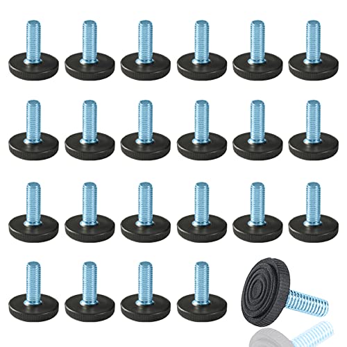 WAFJAMF 24 PCS M6 Thread Adjustable Furniture Levelers Screw in Threaded, Adjustable Levelers Feet Screw On Furniture Glide Leveling for Table, Chair, Furniture Legs (M6 Thread) - size: M6-24PCS-No Inserts