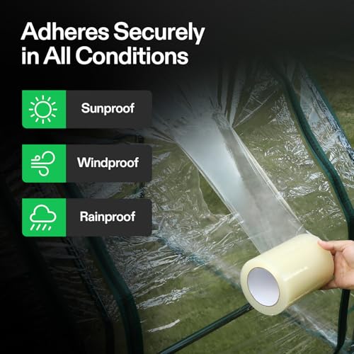 VIVOSUN Greenhouse Repair Tape, 6.3 mil 3" x 213' Weatherproof Clear Poly Patch Tape, Heavy Duty Greenhouse Sheeting Coverings Film Tape for Plastic Sheeting and Tents - size: 3”x213’