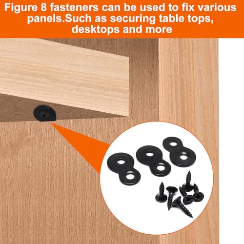 30 PCS Figure 8 Fastener with Screws, Heavy Duty Table Top Fasteners Hardware, Desk Top Fastener for Wood Chair Table Top Repair, Black - color: Black