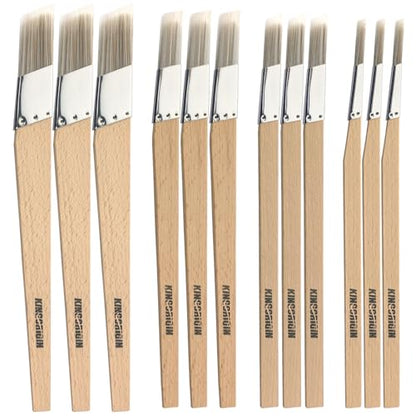 Trim Paint Brushes Set of 12-0.25", 0.5", 0.7", 1" Slant Lining Fitch Paint Brushes for Detail, Small Cutting in Brushes for Trim, Edges and Crafts - size: 12 Pcs, 0.25",0.5",0.7",1"