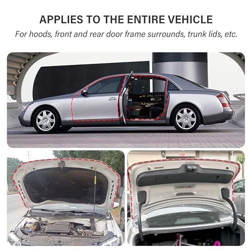 19.68Ft D-Shape Car Rubber Seal Strip,Automotive Weather Stripping for Sealing Door Hood Trunk Window,Self-Adhesive Soundproof Car Door Seal Strip for Most Vehicles (19.68Ft)