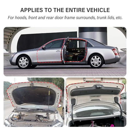 19.68Ft D-Shape Car Rubber Seal Strip,Automotive Weather Stripping for Sealing Door Hood Trunk Window,Self-Adhesive Soundproof Car Door Seal Strip for Most Vehicles (19.68Ft)