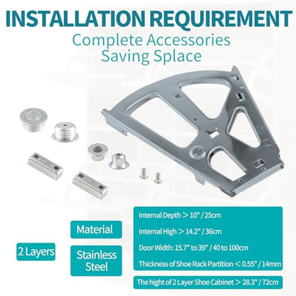 2 Layers Shoes Drawer Cabinet Hinges Flip Frames, Grey Shoe Cabinet Replacement Fittings Stainless Steel for Kitchen Living Room, 1 Pair - color: Gray, size: 2 Layers