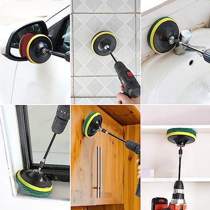 Power Scrub Pads Drill Attachment, GOH DODD 30 Pieces 5 Inch Headlight Restoration Kit Cleaning Kit Scouring Pads with Baker and Universal Shaft for Kitchen, Bathroom, Grout, Carpet, Tub, Grill,Tile - size: 5 Inch 30 Pieces