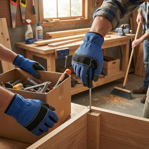 Work Gloves for Men, Durable Mechanic Gloves, Flexible Gardening & Utility Work Gloves with Touchscreen - size: X-Large