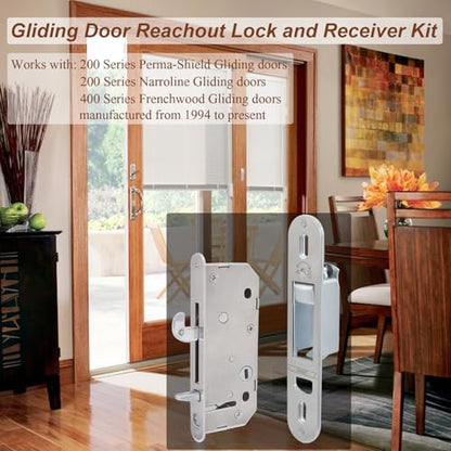 2-Panel Sliding Patio Door Lock and Receiver Kit Replacement for Andersen Gliding Glass Door Reachout Locks from 1986 to Present