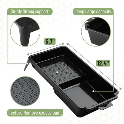 Bates- 4 Inch Paint Roller Set, 18 pcs, 1x Plastic Paint Tray, 3X Disposable Tray Liners, 1x Roller Frame, 5X Foam Covers, 5X Microfiber Covers, 3X Foam Brushes (1", 2", 3")