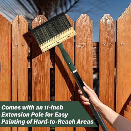 7 Inch Paint Brush, Quick Deck Brush with Threaded Handle for Extension Use, Paint Brushes for Walls, Stain Brushes for Wood, Fence and Furniture - color: 7 Inch