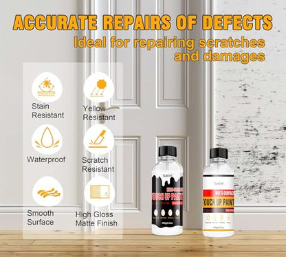 White Touch Up Paint Pen 7oz, Multi-Surface White Wall Paints Matte & Gloss, Touch Up Paint Repairs Scratches Chips Cracks & Spots, Walls Cabinets Doors Tubs Tiles Porcelain Acrylic Wood Furniture