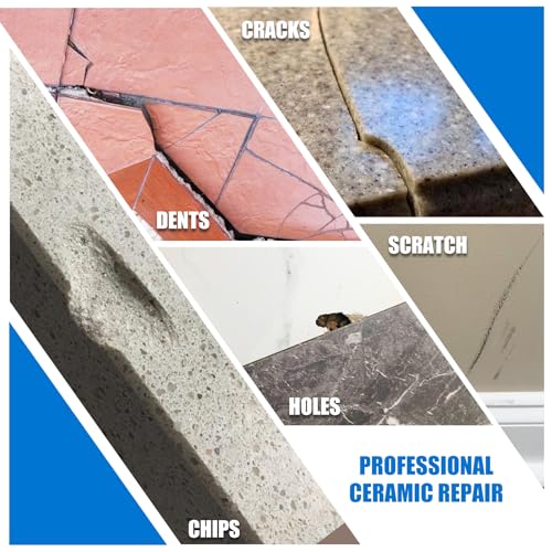 Tile Repair Kit, Ceramic Tile Chip Repair Kit, Porcelain Repair Kit for Ceramic, Tub, Acrylic, Fiberglass, Quartz, Marble and More, Tile Chip Repair Filler for Filling Dents, Cracks, Holes, Scratches