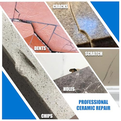Tile Repair Kit, Ceramic Tile Chip Repair Kit, Porcelain Repair Kit for Ceramic, Tub, Acrylic, Fiberglass, Quartz, Marble and More, Tile Chip Repair Filler for Filling Dents, Cracks, Holes, Scratches
