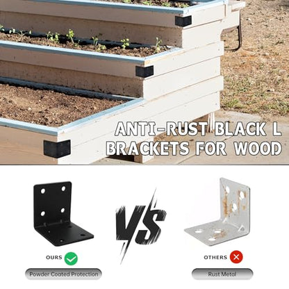 4 Pack L Brackets for Wood Matte Black Strong Corner Brace, Ribbed Corner Brackets for Wood Projects Furniture Fix and Replacement, Easy to Install, 2.5 x 2.75 x 2.75 in - size: 2.5x2.75in 4pcs