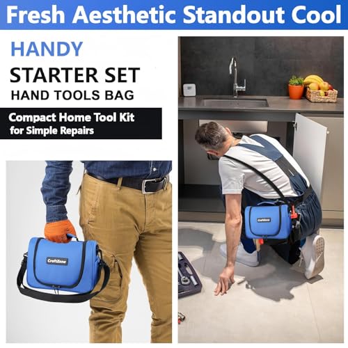 21-Piece Basic Household Hand Tool Kit,Home Repair Tool Set Bag for Dorm/Office/DIY/Desk/Apartment(Blue) - color: Blue