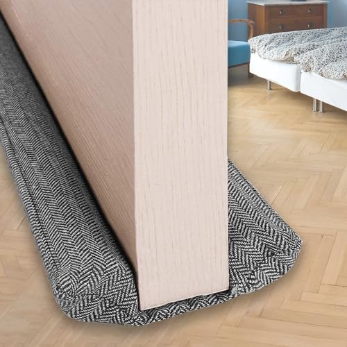 VISEMAN 36 Inch Under Door Stopper-Door Noise Blocker, Double Sided Door Stopper, Machine-Washable - color: Nylon-cotton Black and White