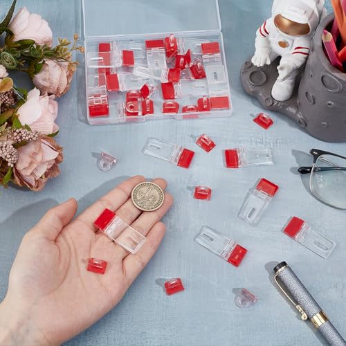 BENECREAT 20 Sets Self-Adhesive Latch Buckles, Transparent Acrylic Cabinet Hinges, Folding Hinge Kit for Aquarium Lid and Furniture Display Stand, 1.6x0.6x0.2 inches