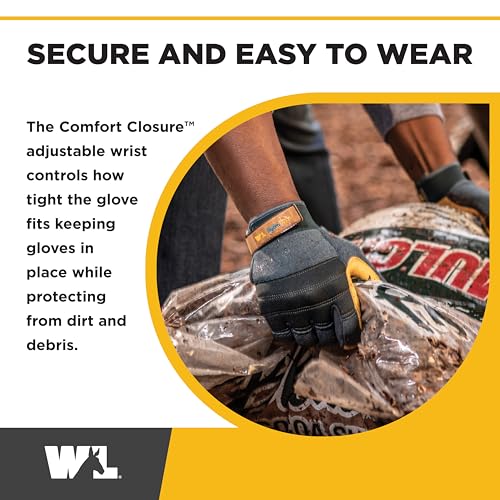 Wells Lamont Men's HydraHyde Work Gloves – Cowhide Leather, Reinforced Fingertips for Durability – Adjustable Velcro Wrist – Ideal for Gardening, Landscaping, Lawn Care – Navy - XXL - size: XX-Large