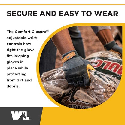Wells Lamont Men's HydraHyde Work Gloves – Cowhide Leather, Reinforced Fingertips for Durability – Adjustable Velcro Wrist – Ideal for Gardening, Landscaping, Lawn Care – Navy - XXL - size: XX-Large