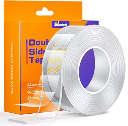 Upgraded Double Sided Tape Heavy Duty,Extra Large Nano Double Sided Adhesive Mounting Tape,Clear & Tough Sticky Poster Wall Tape ,1.18 x 120 In,Multipurpose Tape Picture Hanging Strips for Home Office - size: 1.18 x 120 inch