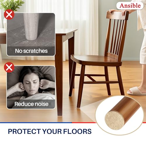 Ansible 299 PCS Felt Furniture Pads, Furniture Pads for Hardwood Floors, Chair Leg Feet Wood Floor Protectors (Beige) - size: 299 PCS Beige