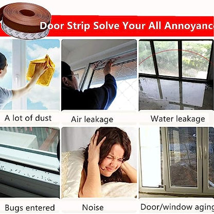 Weather Stripping, Door Seal Strip Self Adhesive Silicone Draft Bottom Gap Replacement Strip Roll Soundproof for Door, Window 26.3Ft (Width 45mm, Brown-Length 26.3Ft) - size: 45mm