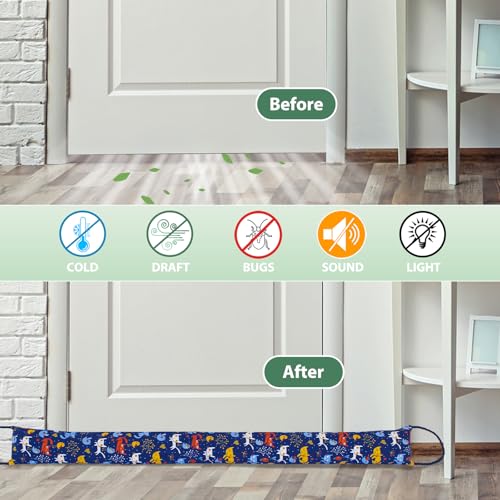 Weighted Door Draft Stopper, 2 Pack 48 Inch Under Door Blocker, Bottom of Door Window Air Noise Light Gap Filler, Saving Energy Cartoon Print Canvas Cotton 2.8Lb - size: 48 inch