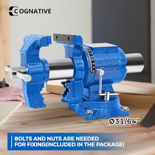6-Inch Heavy Duty Bench Vise Ductile Iron Bench Vise 360° Multi-Purpose Bench Vice with Anvil, Clamp force 9900lbs, Blue Swivel Vise - size: 6-inch UPG