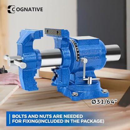 6-Inch Heavy Duty Bench Vise Ductile Iron Bench Vise 360° Multi-Purpose Bench Vice with Anvil, Clamp force 9900lbs, Blue Swivel Vise - size: 6-inch UPG