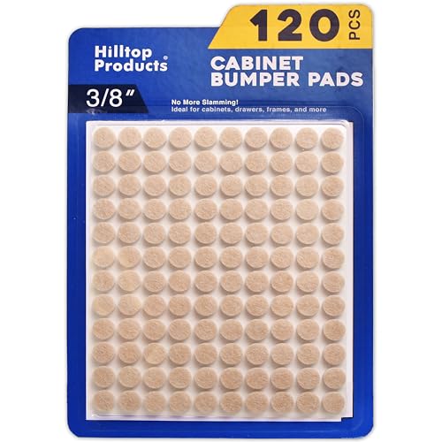 120 Pack Small 3/8" Felt Cabinet Bumpers, Door Felt Pads for Cabinet Doors & Drawers, Furniture Surface Protectors (Ivory) - color: Ivory