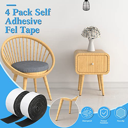 Zonon 4 Rolls 120 Inch Felt Strip with Adhesive Backing Felt Tapes Furniture Strip Rolls Self Stick Heavy Duty Polyester for Protecting Furniture and DIY Adhesive(Black,2 Inch) - color: Black, size: 2 Inch