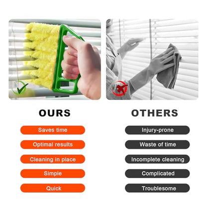 2 PCS Blind Cleaner Duster Tool, 7 Finger Handheld Duster Window Shutters Dusting Cleaner Brush, Washable Mini Blinds Dust Cleaning Tools for Car Air Conditioner Vent (Blue+Green) - color: Blue+green