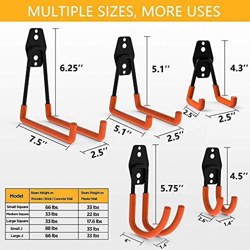 12pack Steel Garage Storage Utility Double Hooks Organizer Heavy Duty Wall Mount Tool Holder for Organizing Power Tools Ladders Bulk Items - size: Utility Hooks 12pack
