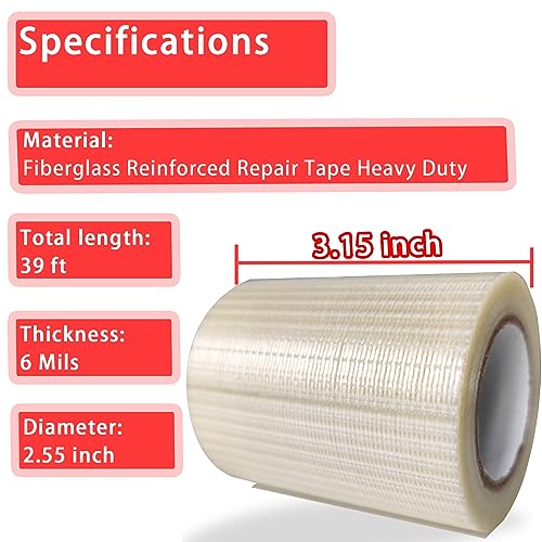 Birllaid 39FT RV Awning Repair Tape for Tarp,Tent, Boat Covers, Sail Repair Tape Waterproof, Heavy Duty - color: Clear, size: 3.15 Inch x 39FT