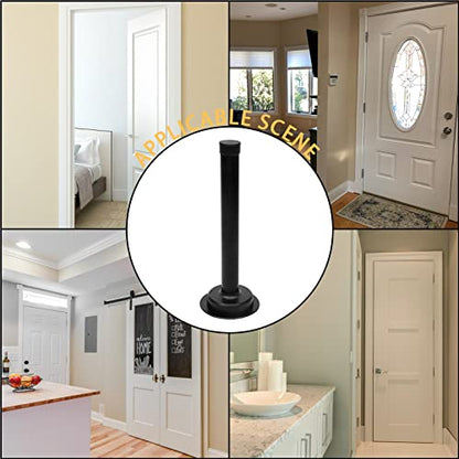 1pc 6 Inch Door Stops, Self Adhesive Long Door Stopper, Stainless Steel Sound Dampening Door Stop, Wall Mount Screw Doorstop with Rubber Bumper (Upgraded Black) - size: 6 Inch-upgraded Black