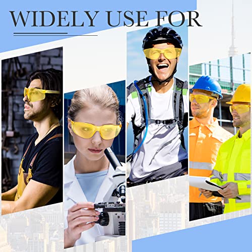 Queekay 12 Pack Safety Glasses Bulk Impact UV Scratch Glasses Protective Eyewear for Men Women Adolescents Eye Protection for Work Lab Construction Science (Amber) - color: Amber