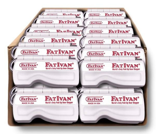 The Original Fat Ivan Fold Up Doorstop Wedge with Magnet - for Moving Office Home or School - Great for Police, Admin, Firefighters and Any time You Need a Door to Stay Open - color: White, size: 24 Pack