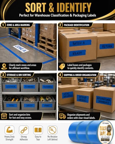 Blue Duct Tape Heavy Duty: 3 Rolls*2IN*20Yards Wide Waterproof Outdoor Duck Furniture Repair Tape Bulk - Strong Adhesive Weather UV Resistant No-Residue Masking Tapes Patterns Variety - color: Blue, size: 3*2in*20yards