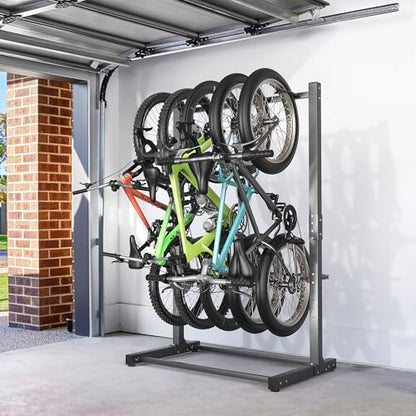 EVERHANGER Freestanding Bike Rack, Vertical Bike Rack Stand for Garage, Bicycle Storage Organizer, Holds Up to 5 Bikes - style: 5 Bike Hooks