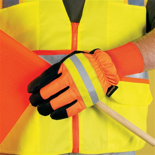 Leather Gloves,Black/Orange,S,PR - size: Small