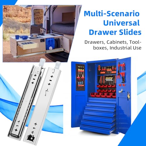 YENUO 304 Stainless Steel with Lock Heavy Duty Drawer Slides Runners Full Extension Locking 12 14 1618 20 22 24 26 28 30 32 34 36 38 40 Inch Ball Bearing Rails Track Guide Glides 250Lb 1 Pair - size: 16 Inch, style: 304 Stainless With Lock-W:53mm