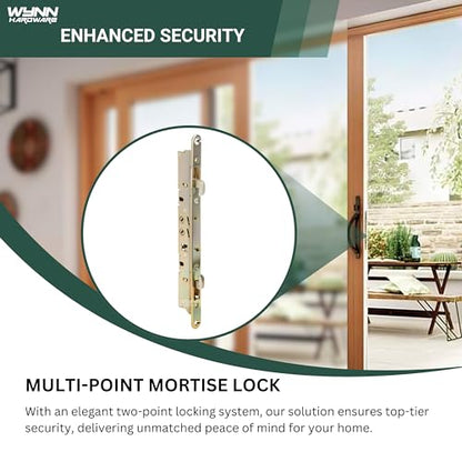 11-3/4" Multi-Point Alloy Steel Mortise Lock with Face Plate for Sliding Patio Glass Door with 11" inch Hole Spacing | 2 Point Locking Security Hardware Mechanism Latch Replacement - size: 11-3/4" Mortise Lock