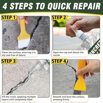 Concrete Crack Filler, 200g Cement Crack Filler, High Elasticity Self Leveling Crack Sealant, Waterproof Concrete Caulk for Driveway, Walkway, Patio, Indoor and Outdoor Joint Repair
