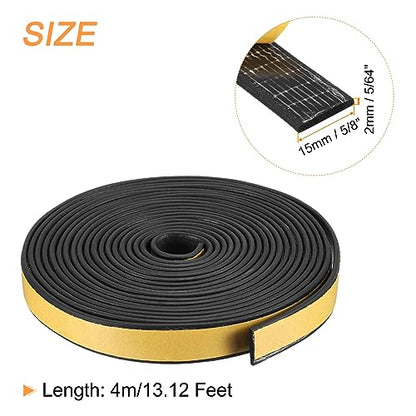 uxcell Weather Stripping 5/8" W x 5/64" T x 13ft L Adhesive Door Window Seal Strip Foam Seal Tape for Doors Window Insulation - size: 5/8"W x 5/64"T x 13ft L