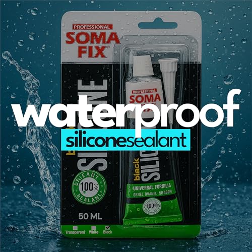 Black Silicone Caulk - Easy Squeeze Caulking Tube, Silicone Sealant for Wood, Kitchen, Bathroom, Sink, Windows - Multi Purpose & Waterproof - 1.7 fl. oz (Black) - color: Black