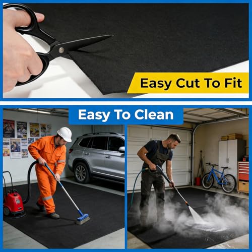 AHEONLAR Oil Spill Mat, 8'10"x22' Waterproof Garage Floor Mats for Under Car, Garage Car Mat Easy to Clean, Oil Change Mat Durable, Washable, Protection from Snow, Rain and Mud for Cars（Black） - size: 8'10"x22'