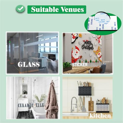 Double Sided Tape, Strong Mounting Tape,Black Self-Adhesive Strong Foam-Pads Include Round(40Pcs) and Rectangular(25Pcs) for Walls Picture, Cars,Office,School and Home.